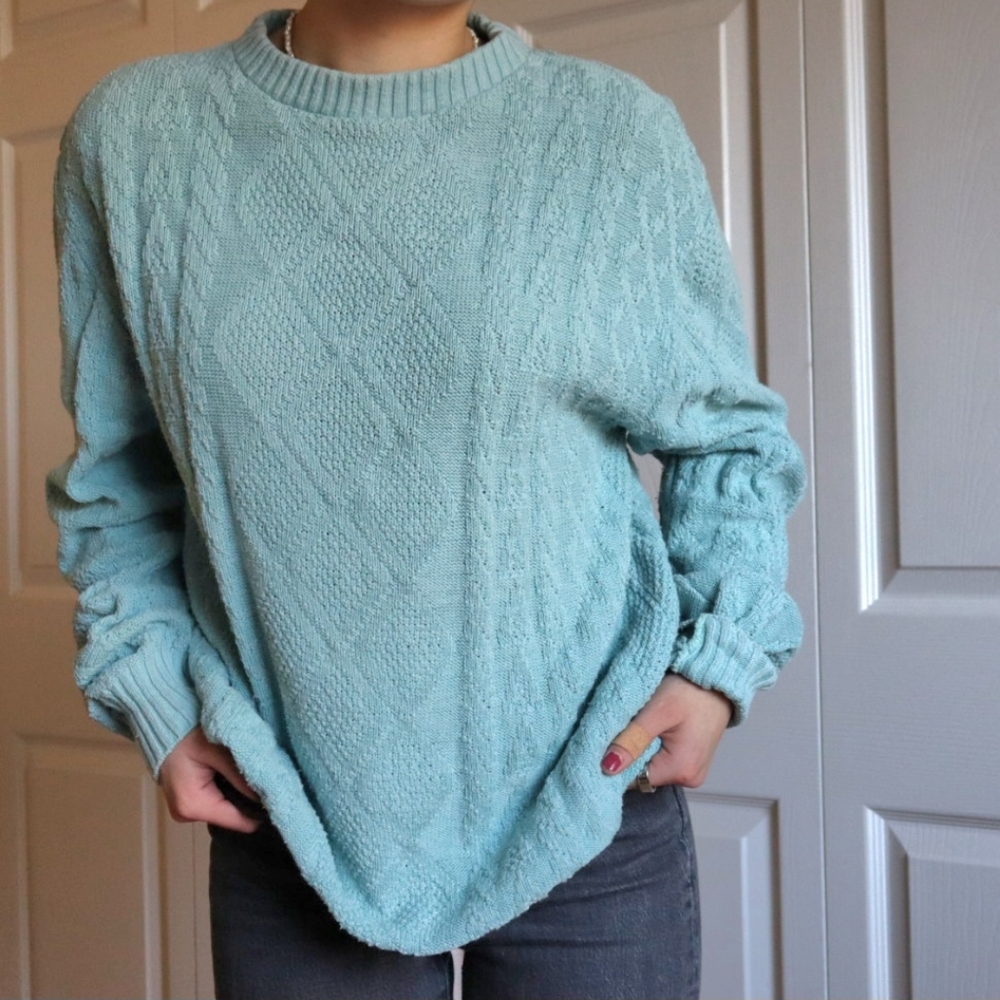 Vintage Blue Knit Crewneck Sweater